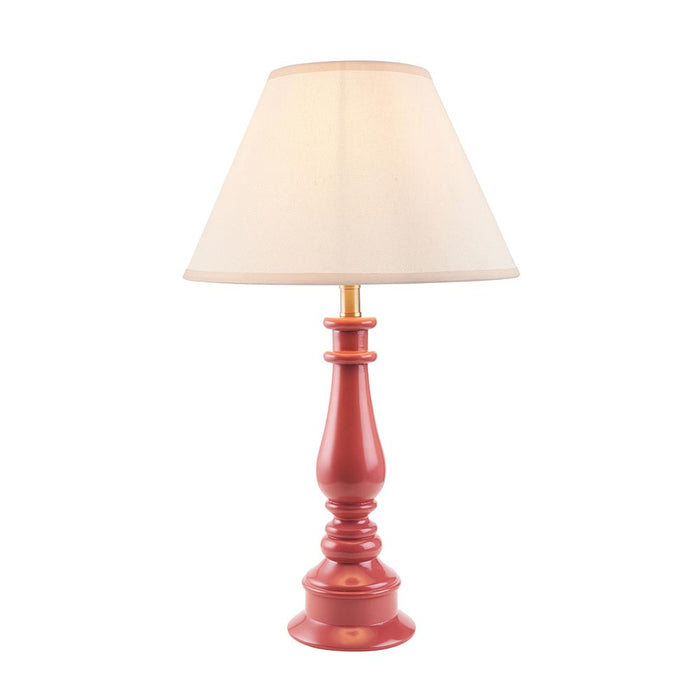 Myrtle And Ivy 30cm Vintage White Shade Table Lamp With Gloss Pink Clay Base