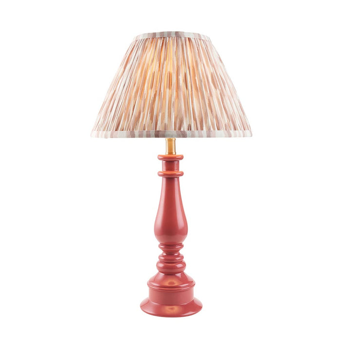 Myrtle And Ikat 30cm Neutral Shade Table Lamp With Gloss Pink Clay Base
