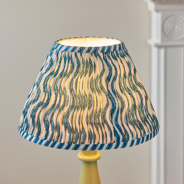 Myrtle And Ripple 30cm Marlin Blue Shade Table Lamp With Gloss Cotswold Green Base