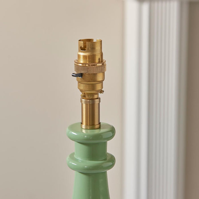 Myrtle And Ripple 30cm Marlin Blue Shade Table Lamp With Gloss Cotswold Green Base