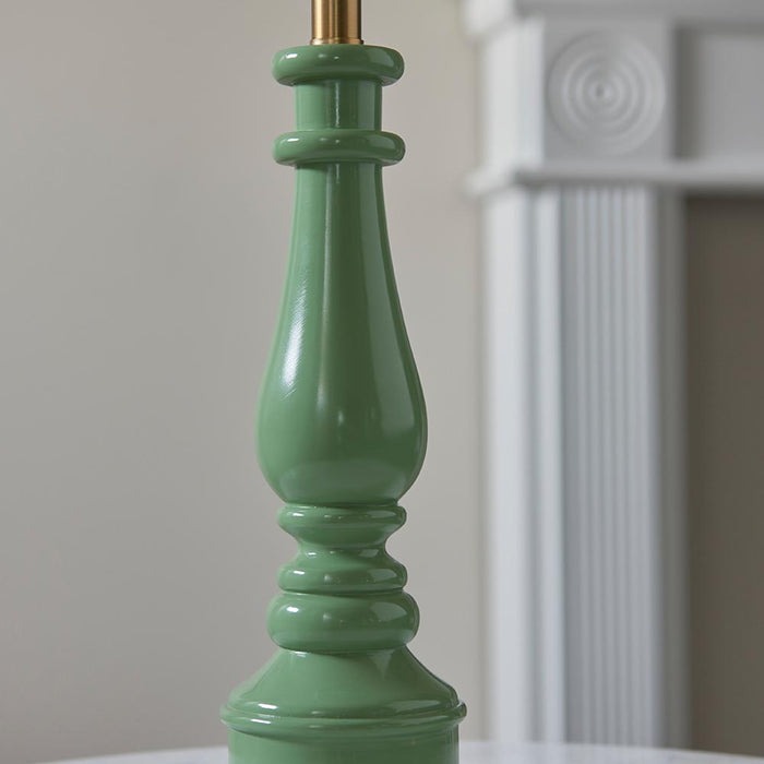 Myrtle And Zigzag 30cm Pearl Grey Shade Table Lamp With Gloss Cotswold Green Base
