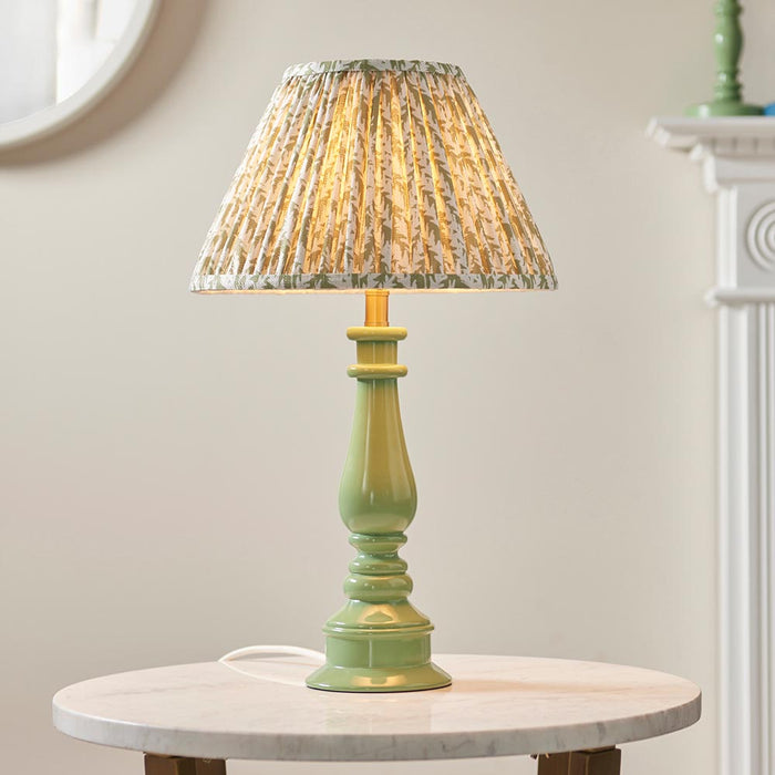 Myrtle And Leaf 30cm Herb Garden Green Shade Table Lamp With Gloss Cotswold Green Base