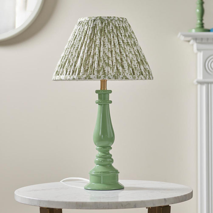 Myrtle And Leaf 30cm Herb Garden Green Shade Table Lamp With Gloss Cotswold Green Base