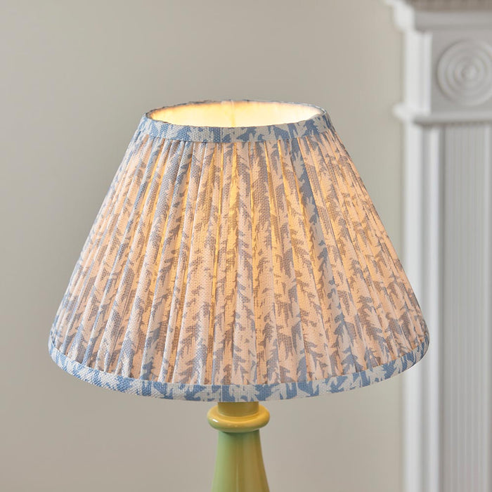 Myrtle And Leaf 30cm Shell Bay Blue Shade Table Lamp With Gloss Cotswold Green Base