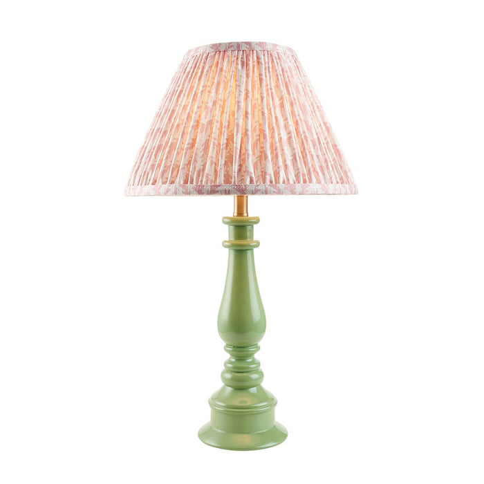 Myrtle And Leaf 30cm Peachy Keen Shade Table Lamp With Gloss Cotswold Green Base
