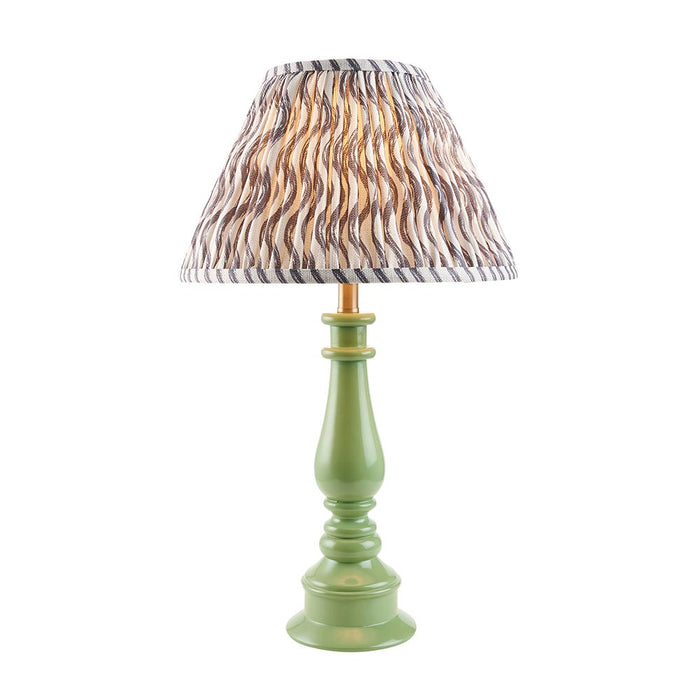 Myrtle And Ripple 30cm Pearl Grey Shade Table Lamp With Gloss Cotswold Green Base