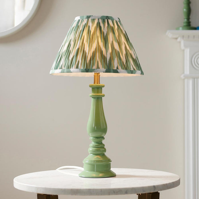 Myrtle And Zigzag 30cm Cotswold Green Shade Table Lamp With Gloss Cotswold Green Base