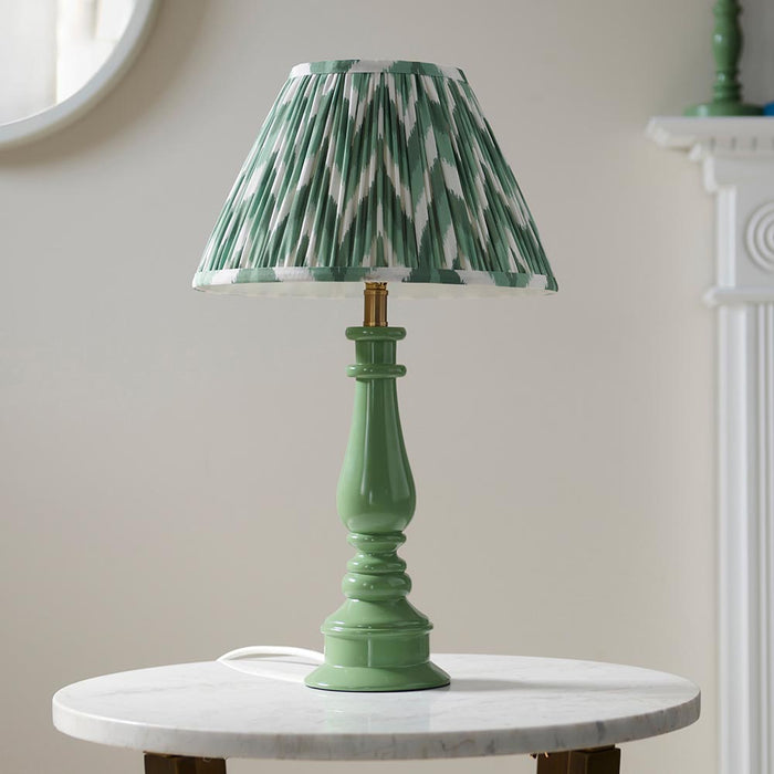 Myrtle And Zigzag 30cm Cotswold Green Shade Table Lamp With Gloss Cotswold Green Base