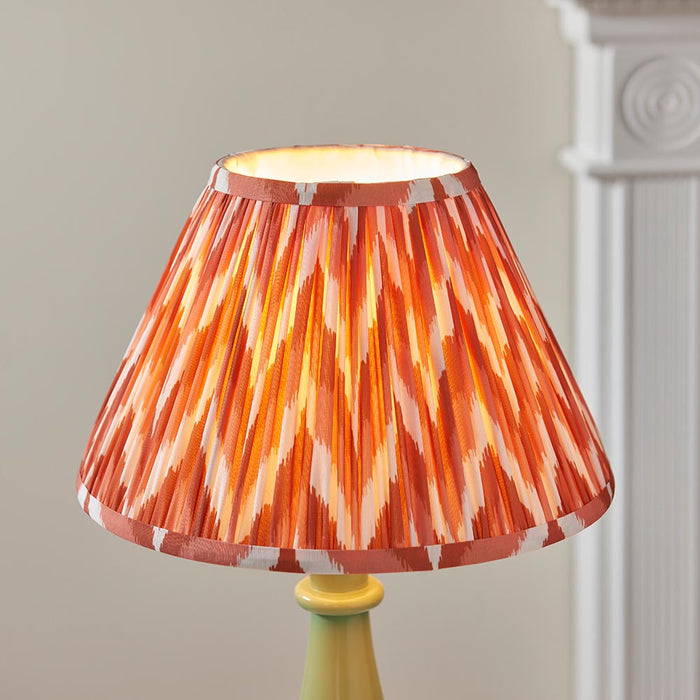 Myrtle And Zigzag 30cm Apricot Orange Shade Table Lamp With Gloss Cotswold Green Base