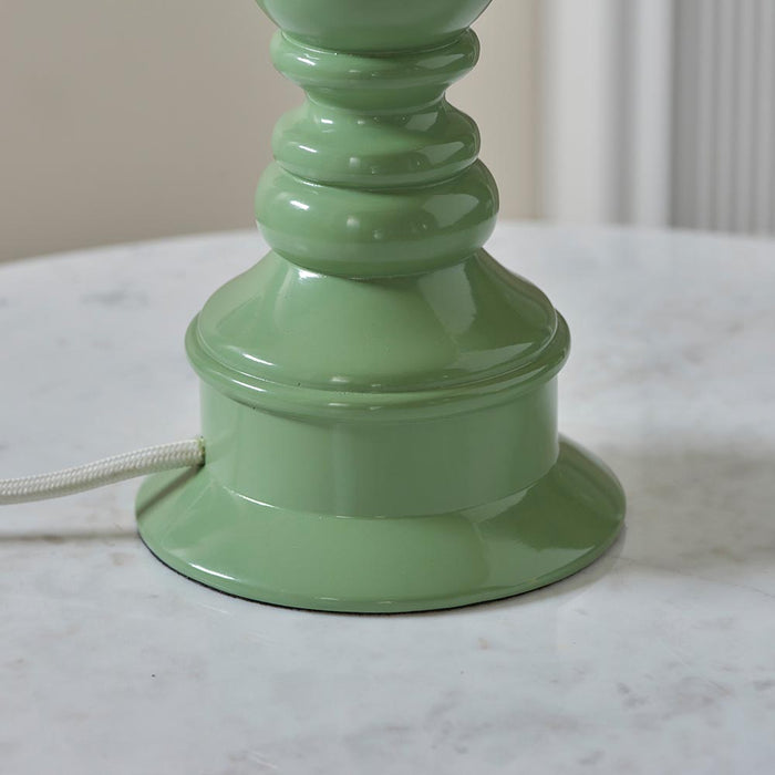 Myrtle And Zigzag 30cm Apricot Orange Shade Table Lamp With Gloss Cotswold Green Base