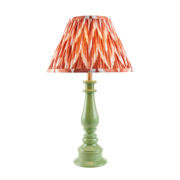 Myrtle And Zigzag 30cm Apricot Orange Shade Table Lamp With Gloss Cotswold Green Base