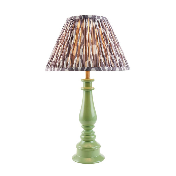 Myrtle And Ikat 30cm Pearl Grey Shade Table Lamp With Gloss Cotswold Green Base