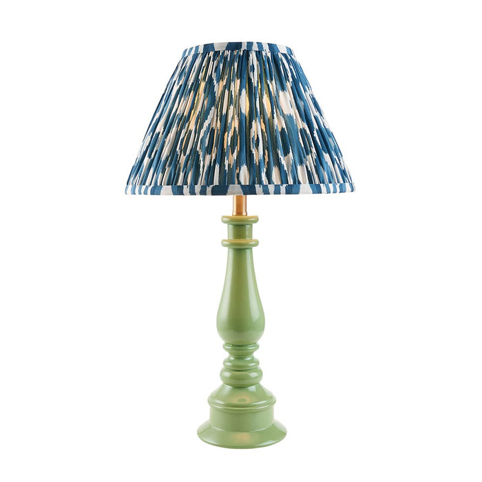 Myrtle And Ikat 30cm Marlin Blue Shade Table Lamp With Gloss Cotswold Green Base