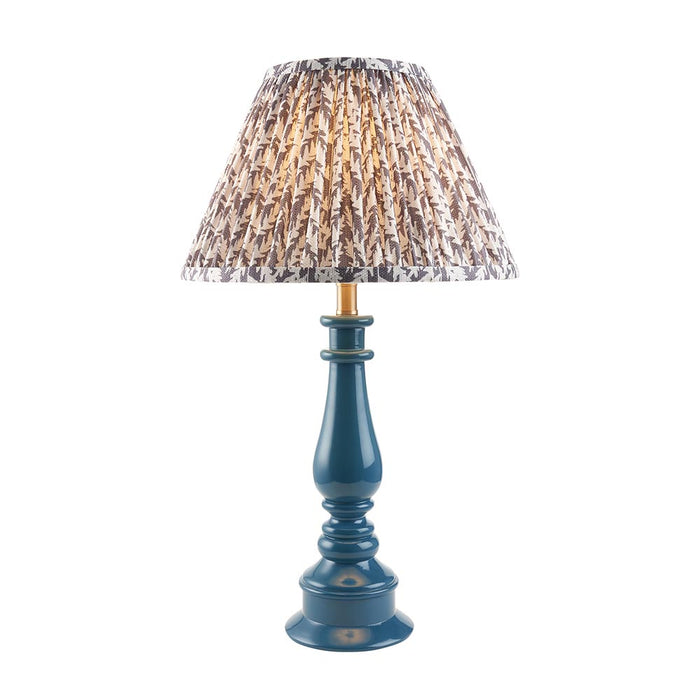 Myrtle And Leaf 30cm Pearl Grey Shade Table Lamp With Gloss Marlin Blue Base