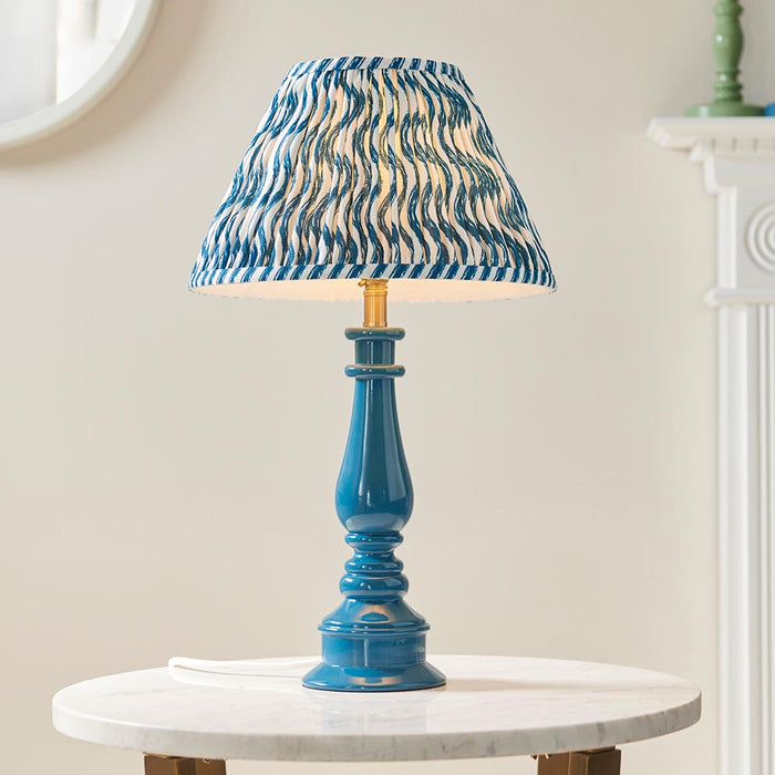 Myrtle And Ripple 30cm Marlin Blue Shade Table Lamp With Gloss Marlin Blue Base