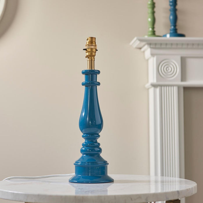 Myrtle And Ripple 30cm Marlin Blue Shade Table Lamp With Gloss Marlin Blue Base