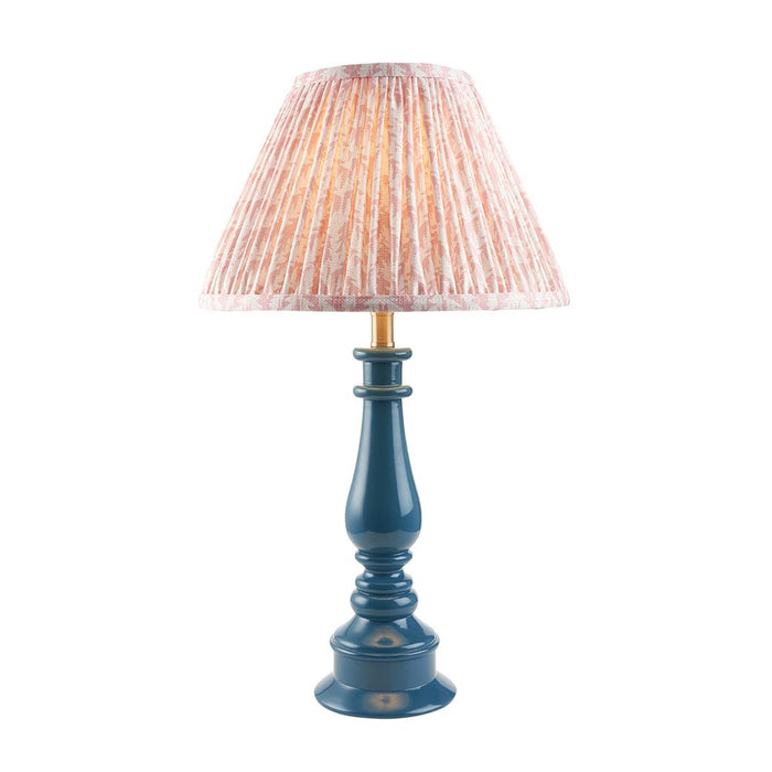 Myrtle And Leaf 30cm Peachy Keen Shade Table Lamp With Gloss Marlin Blue Base