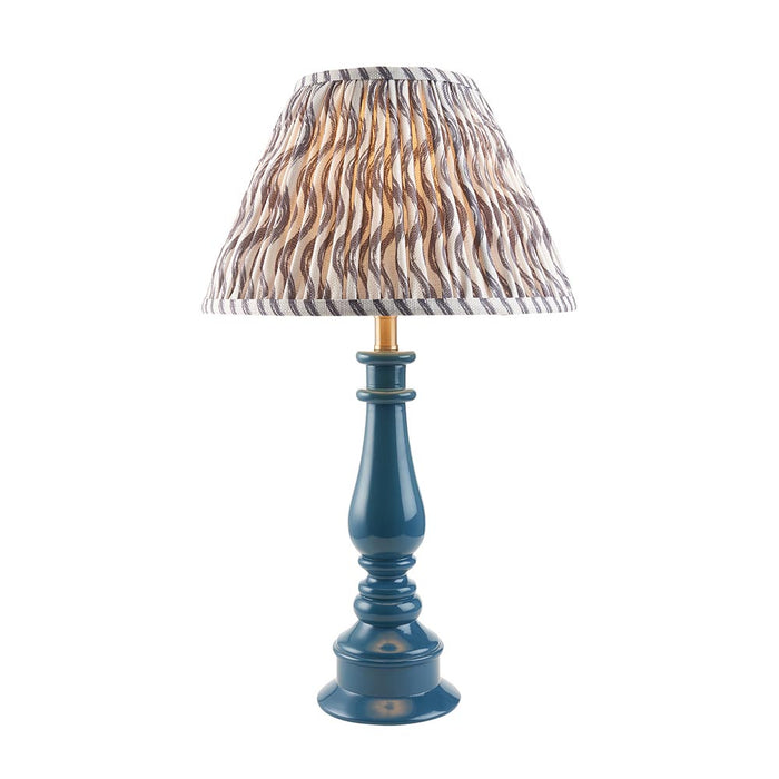 Myrtle And Ripple 30cm Pearl Grey Shade Table Lamp With Gloss Marlin Blue Base