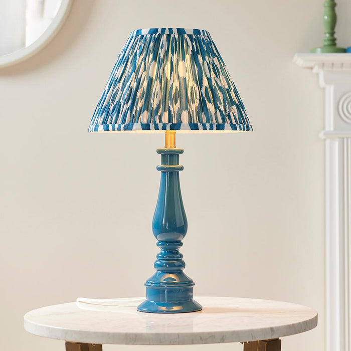 Myrtle And Ikat 30cm Marlin Blue Shade Table Lamp With Gloss Marlin Blue Base
