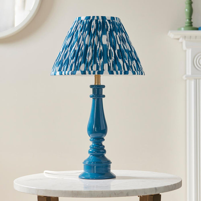 Myrtle And Ikat 30cm Marlin Blue Shade Table Lamp With Gloss Marlin Blue Base