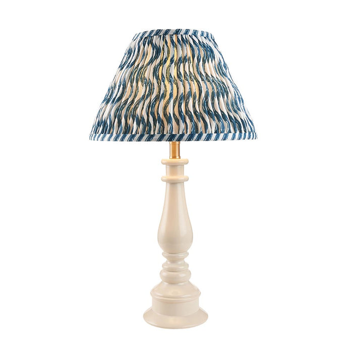 Myrtle And Ripple 30cm Marlin Blue Shade Table Lamp With Gloss Almond White Base