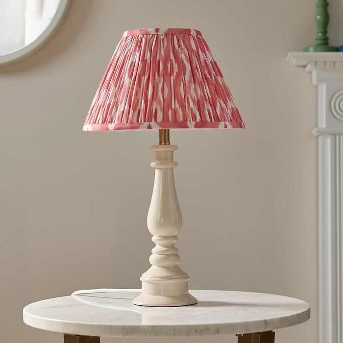 Myrtle And Ikat 30cm Coral Pink Shade Table Lamp With Gloss Almond White Base