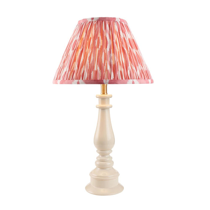 Myrtle And Ikat 30cm Coral Pink Shade Table Lamp With Gloss Almond White Base