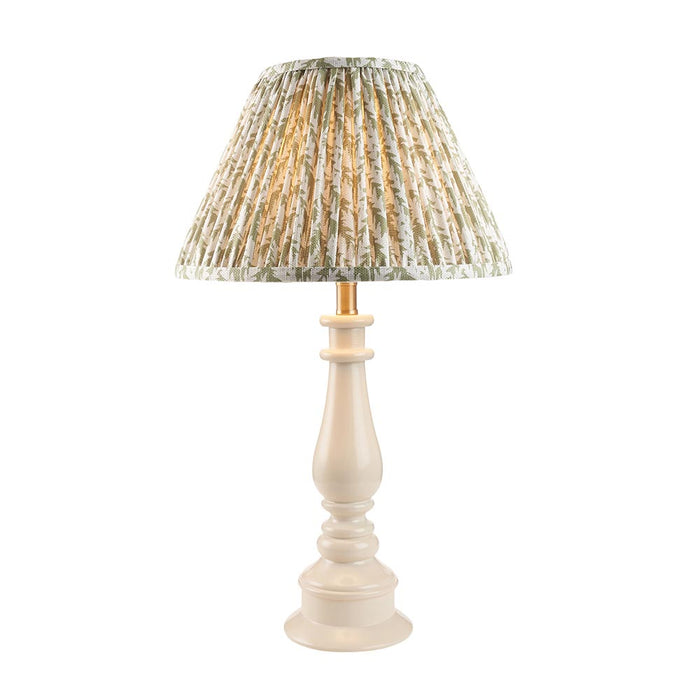 Myrtle And Leaf 30cm Herb Garden Green Shade Table Lamp With Gloss Almond White Base