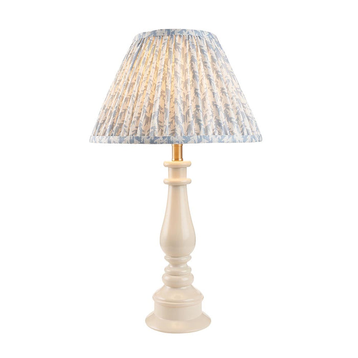 Myrtle And Leaf 30cm Shell Bay Blue Shade Table Lamp With Gloss Almond White Base