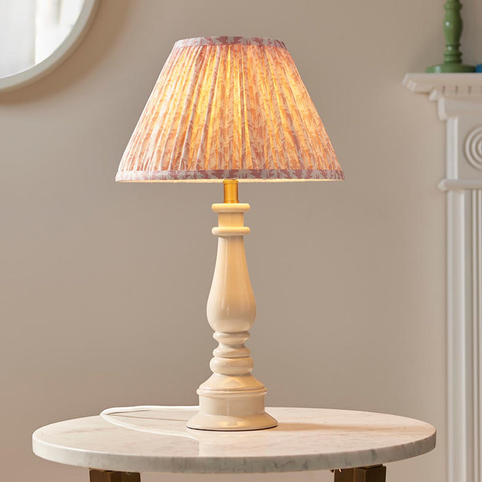 Myrtle And Leaf 30cm Peachy Keen Shade Table Lamp With Gloss Almond White Base