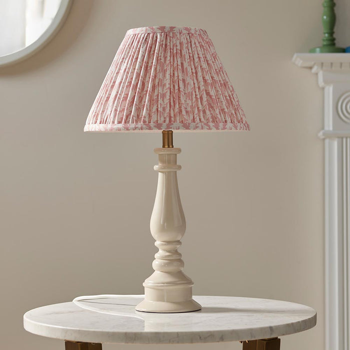 Myrtle And Leaf 30cm Peachy Keen Shade Table Lamp With Gloss Almond White Base