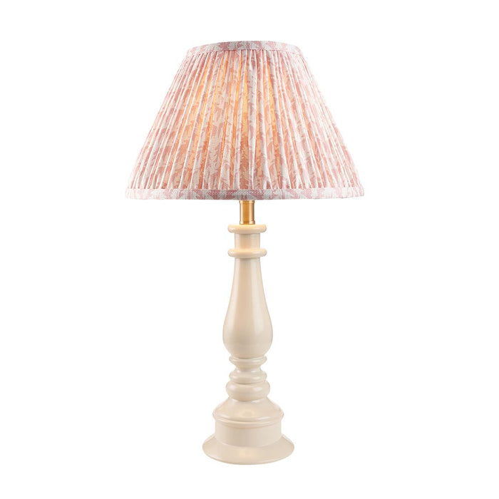 Myrtle And Leaf 30cm Peachy Keen Shade Table Lamp With Gloss Almond White Base