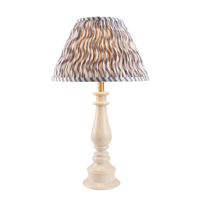 Myrtle And Ripple 30cm Pearl Grey Shade Table Lamp With Gloss Almond White Base