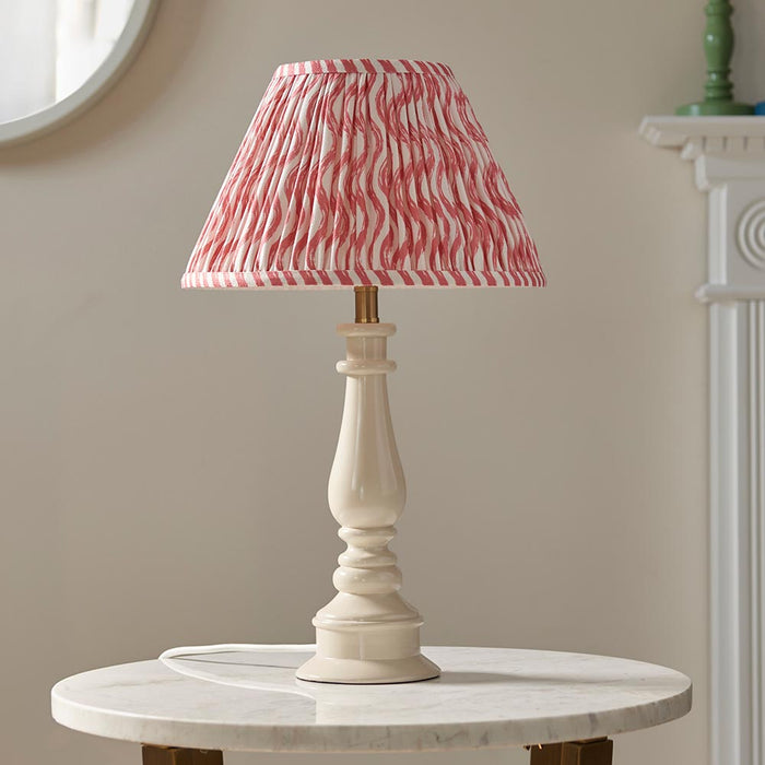 Myrtle And Ripple 30cm Coral Pink Shade Table Lamp With Gloss Almond White Base