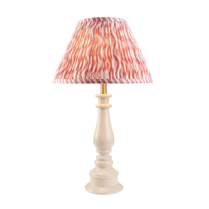 Myrtle And Ripple 30cm Coral Pink Shade Table Lamp With Gloss Almond White Base