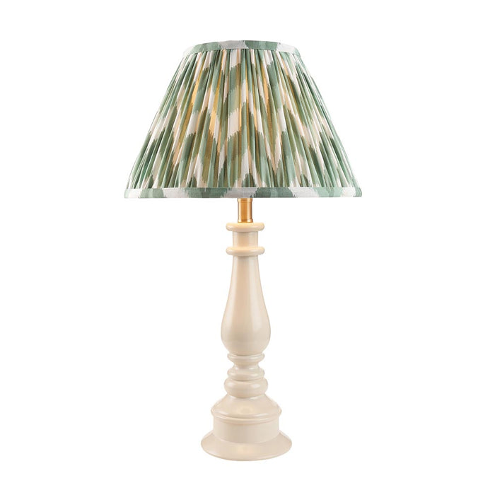 Myrtle And Zigzag 30cm Cotswold Green Shade Table Lamp With Gloss Almond White Base