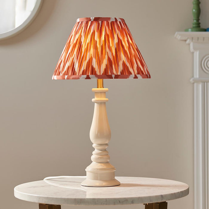 Myrtle And Zigzag 30cm Apricot Orange Shade Table Lamp With Gloss Almond White Base