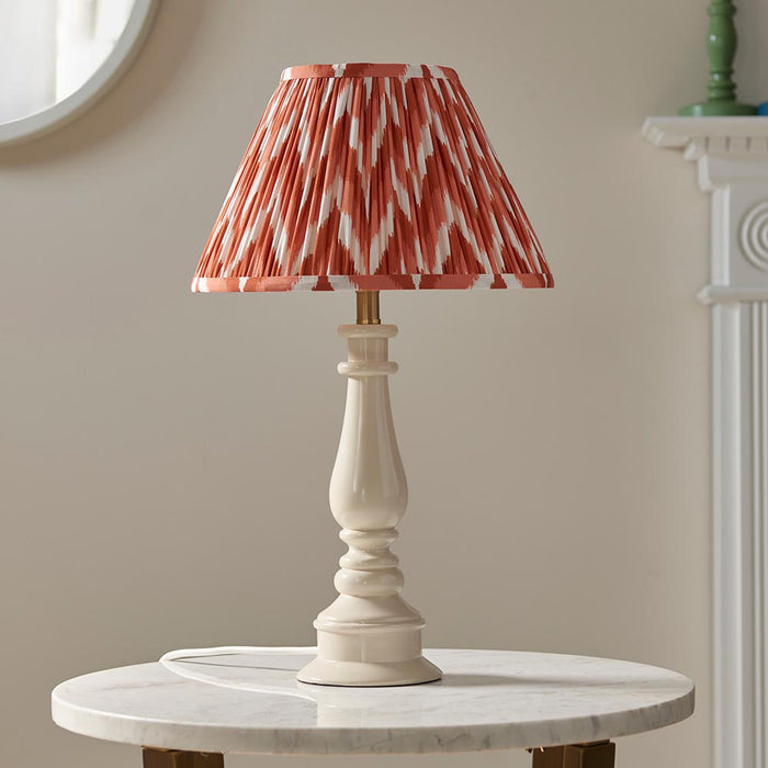 Myrtle And Zigzag 30cm Apricot Orange Shade Table Lamp With Gloss Almond White Base