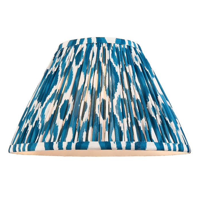 Myrtle And Ikat 30cm Marlin Blue Shade Table Lamp With Gloss Almond White Base