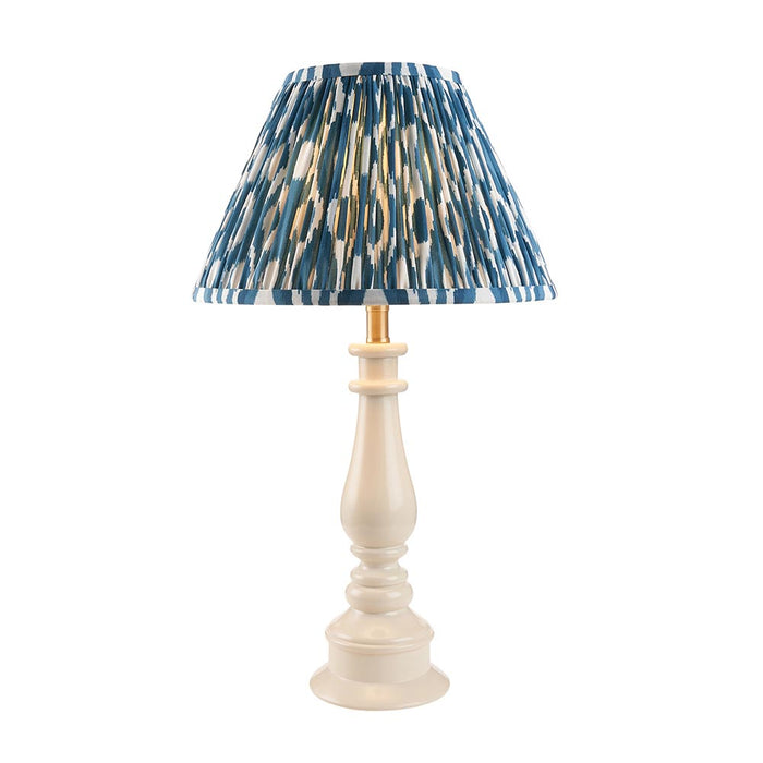 Myrtle And Ikat 30cm Marlin Blue Shade Table Lamp With Gloss Almond White Base