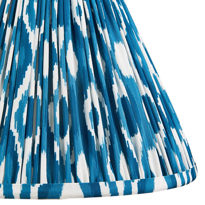 Myrtle And Ikat 30cm Marlin Blue Shade Table Lamp With Gloss Almond White Base