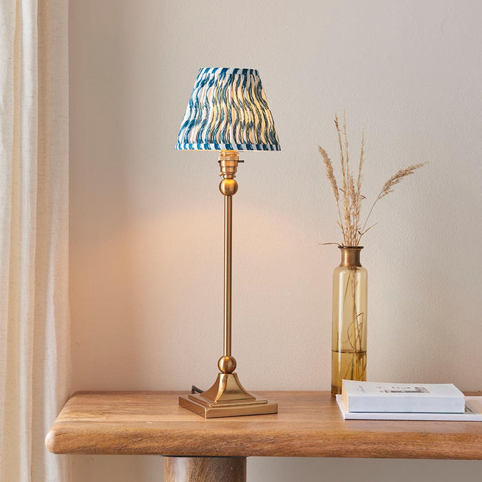Santiago And Ripple 16cm Marlin Blue Shade Table Lamp In Brushed Aged Brass