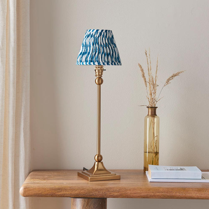 Santiago And Ripple 16cm Marlin Blue Shade Table Lamp In Brushed Aged Brass