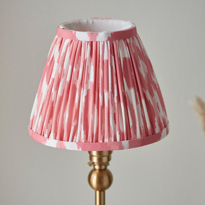 Santiago And Ikat 16cm Coral Pink Shade Table Lamp In Brushed Aged Brass