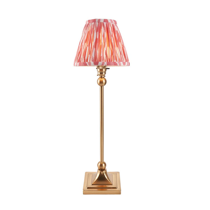Santiago And Ikat 16cm Coral Pink Shade Table Lamp In Brushed Aged Brass