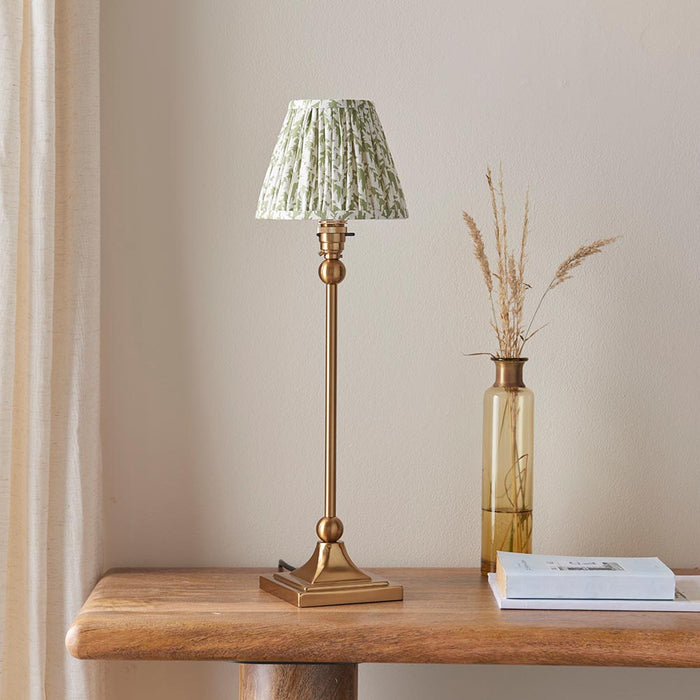 Santiago And Leaf 16cm Herb Garden Green Shade Table Lamp In Brushed Aged Brass