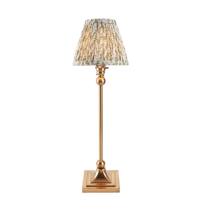 Santiago And Leaf 16cm Herb Garden Green Shade Table Lamp In Brushed Aged Brass