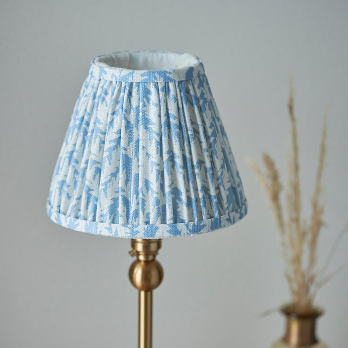 Santiago And Leaf 16cm Shell Bay Blue Shade Table Lamp In Brushed Aged Brass