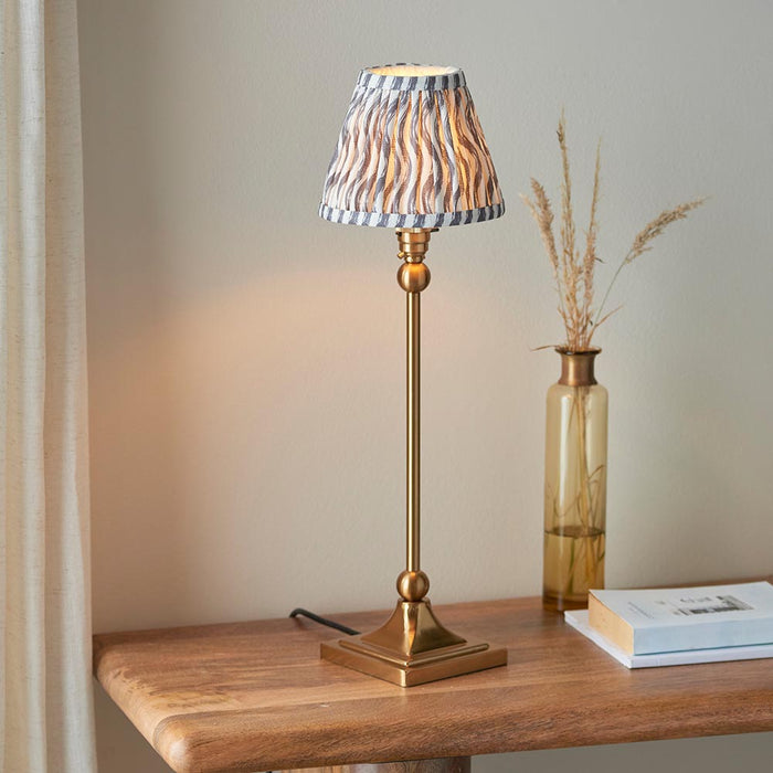 Santiago And Ripple 16cm Pearl Grey Shade Table Lamp In Brushed Aged Brass