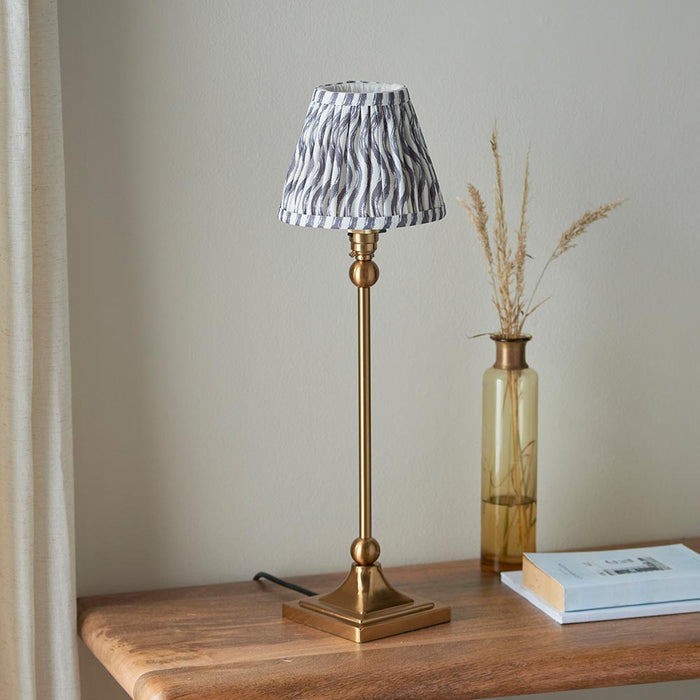 Santiago And Ripple 16cm Pearl Grey Shade Table Lamp In Brushed Aged Brass
